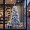 Snowy 6/7 FT pop-up Christmas tree with 545 branch tips and folding metal stand, perfect for holiday home decoration.