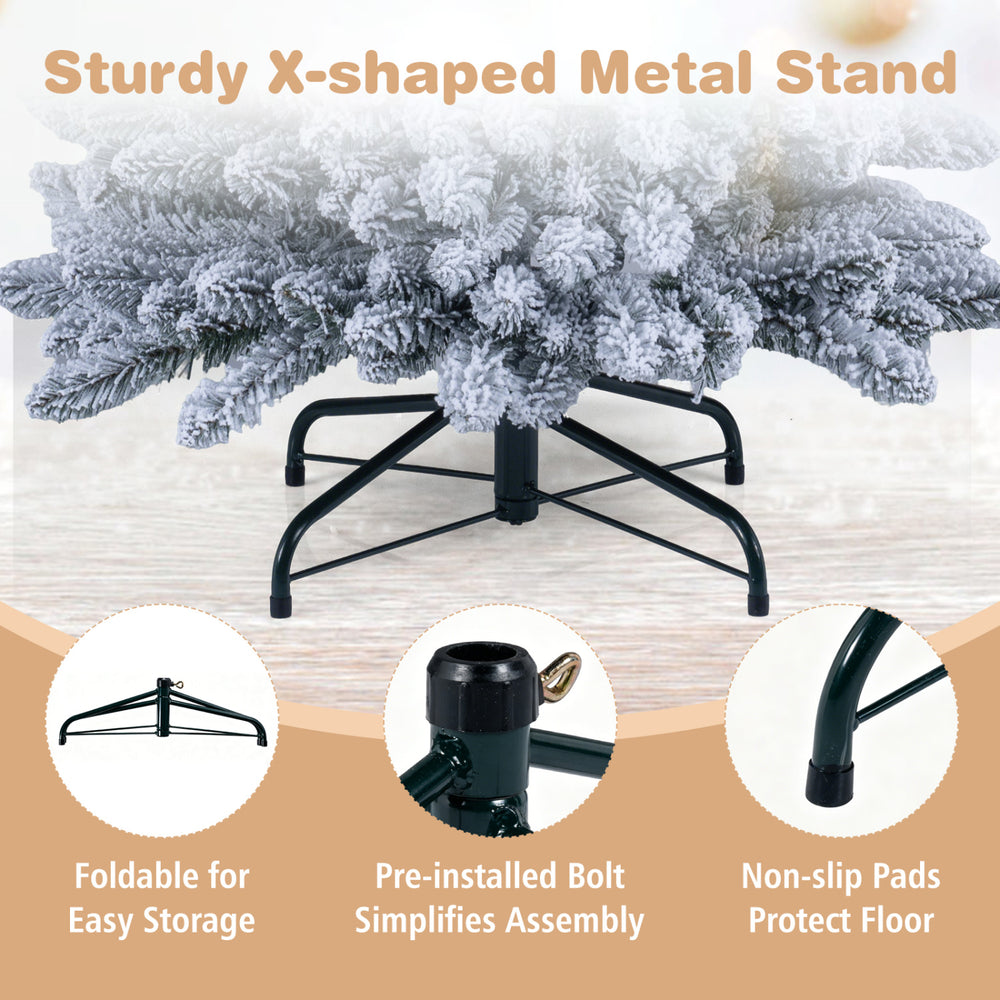Sturdy X-shaped metal stand for the 6/7 FT collapsible Christmas tree, featuring non-slip pads for floor protection.
