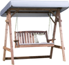 2-person porch swing with fir wood stand and adjustable tilt canopy, featuring removable cushions for outdoor.