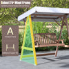 2-person porch swing with fir wood stand, adjustable tilt canopy, and supportive armrests for outdoor relaxation.