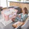Portable Baby Bedside Bassinet with 5-level Adjustable Heights and Travel Bag-Pink - Gallery View 1 of 10