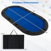 Portable 84 x 42 inch foldable poker table top in blue with 10 cup holders, ideal for game rooms and outdoor events.