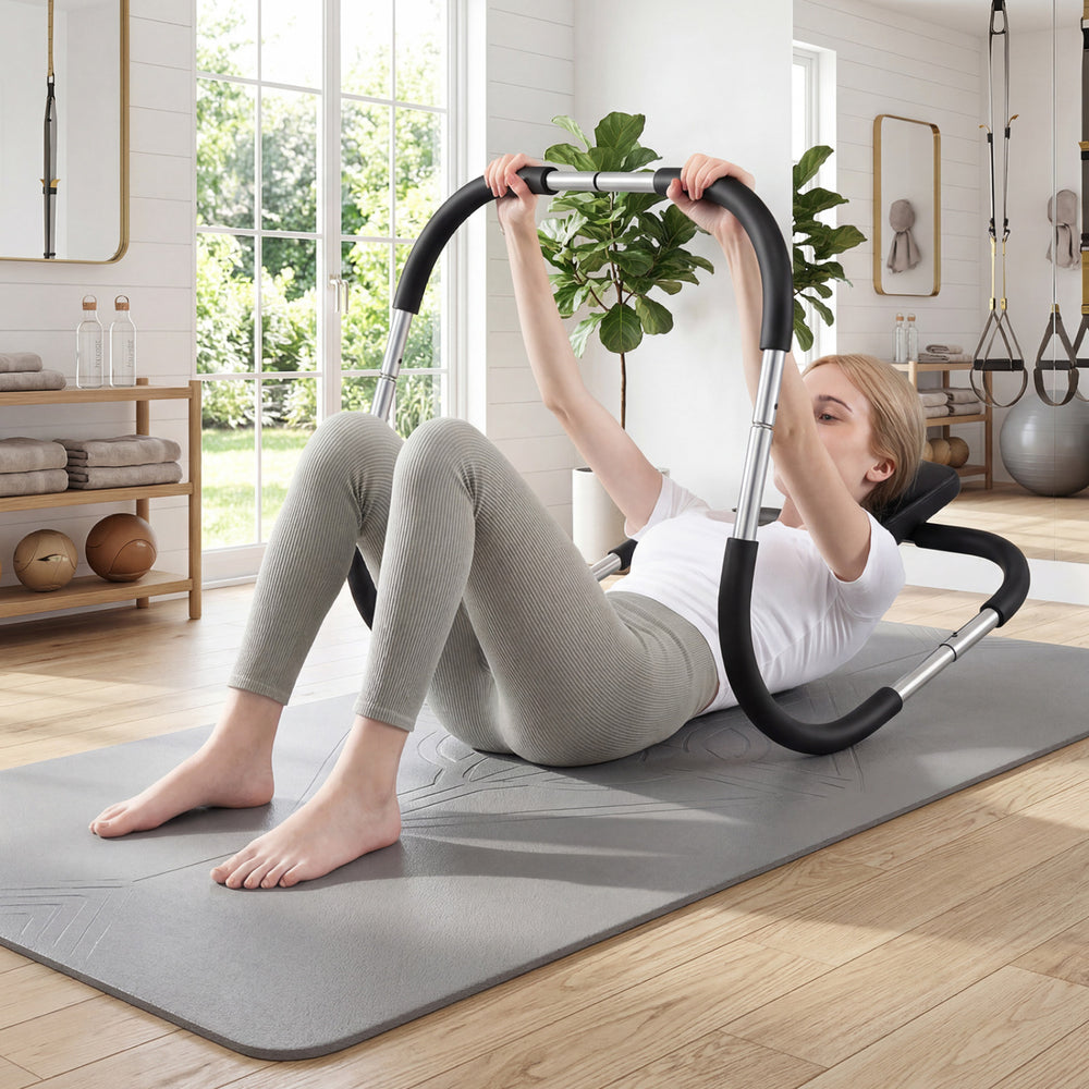 Portable AB Trainer with Headrest and Foam Handle for Office Home Gym-Silver - Gallery View 1 of 10