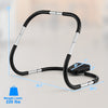 Portable AB trainer features a U-shaped base, thick padded headrest, and ergonomic foam handles for comfortable workouts.