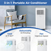 8000 BTU portable air conditioner with fan and dehumidifier, ideal for rooms up to 300 sq.ft, featuring remote control.