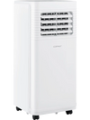 Portable 8000 BTU air conditioner with fan and dehumidifier, featuring a sleek white design and easy mobility for any.