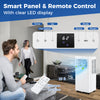 Portable air conditioner with remote control and LED display, featuring 8000 BTU cooling for rooms up to 300 sq.ft.