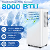 8000 BTU portable air conditioner with remote control, suitable for rooms up to 250 sq.ft, ideal for cooling and.
