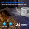 Portable 8000 BTU air conditioner in sleep mode, ensuring quiet operation for restful nights in bedrooms.