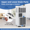 Upper and lower drain ports of the 8000 BTU portable air conditioner for easy drainage and leak prevention.