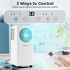 Portable air conditioner with touch control panel and remote, featuring 8200 BTU cooling capacity for versatile comfort.