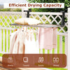Portable aluminum clothes and towel drying rack with 7 bars, ideal for outdoor use on railings and guardrails.