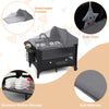 Foldable baby bassinet in gray with adjustable heights, detachable canopy, and spacious bottom storage for convenience.