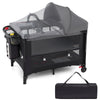 Foldable Baby Bassinet with 4 Adjustable Heights Changing Table and Mattress-Gray - Gallery View 1 of 10