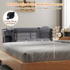 Height-adjustable bedside sleeper in gray with 4 levels, safety straps, and zip-open side door for easy baby access.