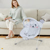 Portable baby bouncer rocker seat in gray with detachable toy bar, designed for comfort and safety, perfect for infants.