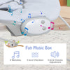 Portable baby bouncer with music box, featuring 8 melodies, 3-level vibration, and volume adjustment for infant comfort.
