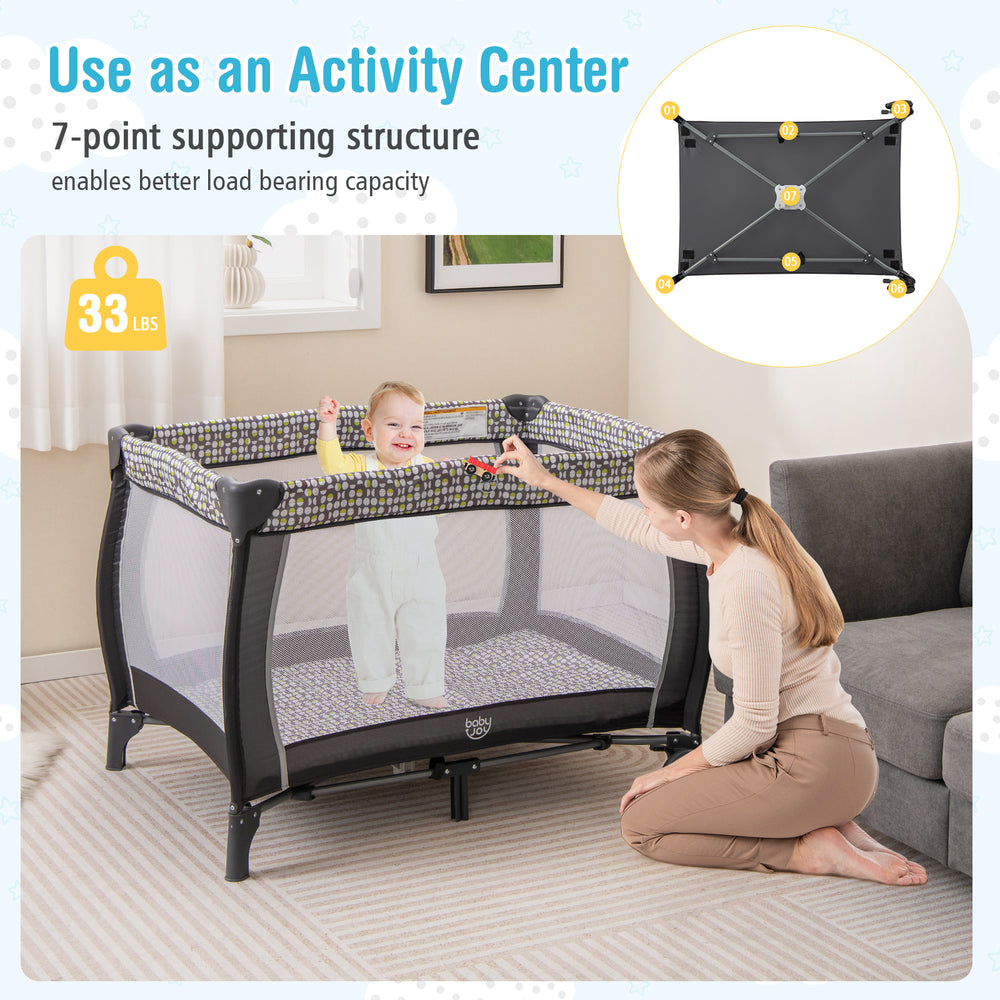 Portable Baby Nursery Center 4-in-1 Portable Travel Crib-Light Gray - Gallery View 1 of 10
