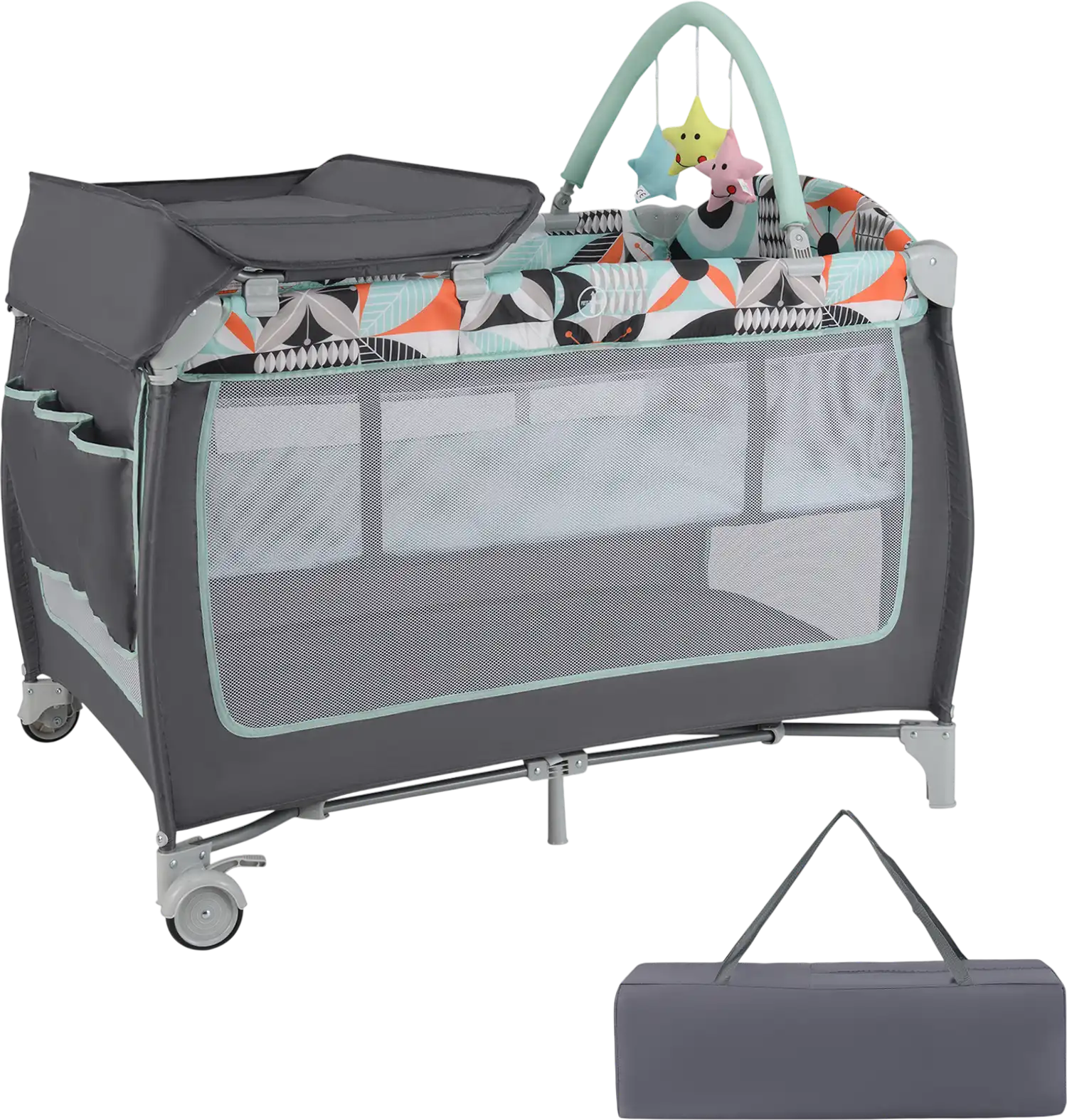 Costway 3-in-1 Portable Baby Playard Zippered Door Toy Bar 17240368 New