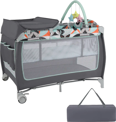 Costway 3-in-1 Portable Baby Playard Zippered Door Toy Bar 17240368 New