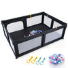 Portable Baby Playpen with 50 Ocean Balls Breathable Mesh and Safe Zippered Doors-Black - Gallery View 1 of 1