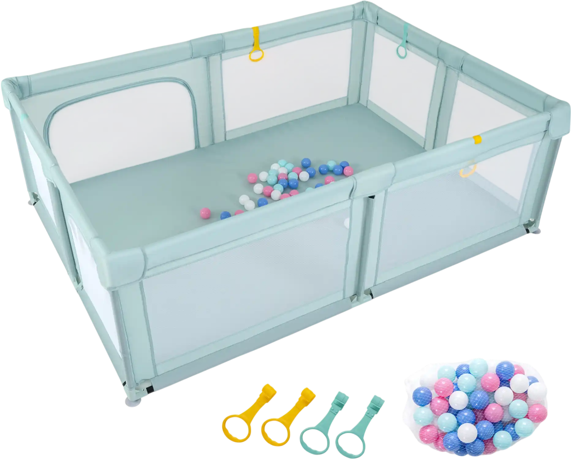 Costway Portable Baby Playpen w/ 50 Ocean Balls Mesh Zippered Doors 13212231 New