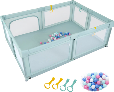 Costway Portable Baby Playpen w/ 50 Ocean Balls Mesh Zippered Doors 13212231 New