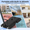 Portable basketball hoop with adjustable height, sturdy base, and built-in wheels for indoor and outdoor use.