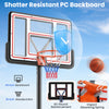 Adjustable basketball hoop with a 44" shatter-resistant backboard and 18" rim, ideal for indoor and outdoor play.