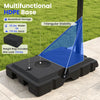 Fillable HDPE base with triangular stability for the portable basketball hoop, supporting up to 176 lbs for outdoor use.
