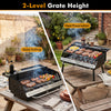 Portable charcoal grill with adjustable 2-level grate height for quick grilling and heat preservation, ideal for.