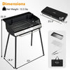Portable charcoal grill with detachable legs, adjustable grate, and carrying bag for easy transport and outdoor cooking.