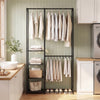 Portable Closet with Pants Hangers and 2 Hanging Rods and 4 Storage Shelves-Black - Gallery View 1 of 10