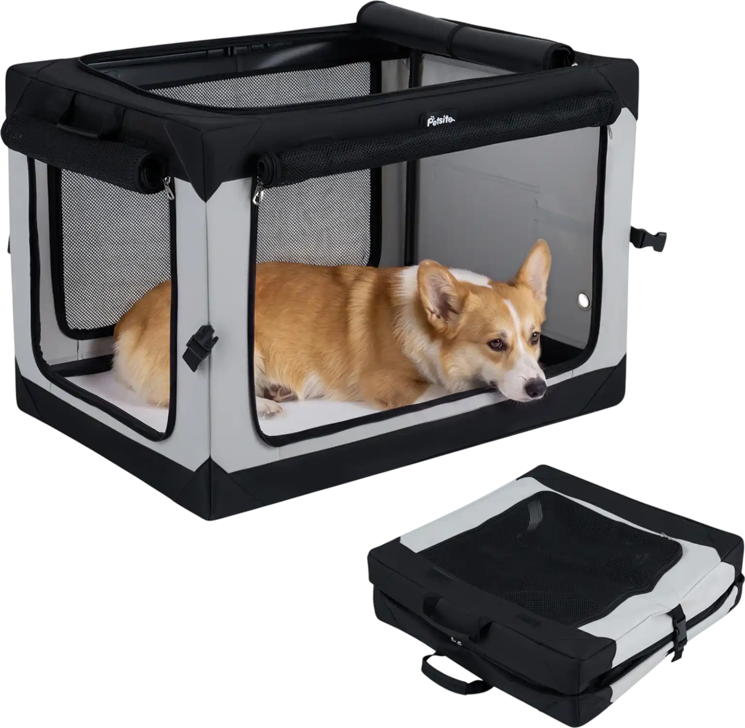 Costway Portable Collapsible Soft Dog Crate 4 Mesh Doors Removable Mat 92874188 New