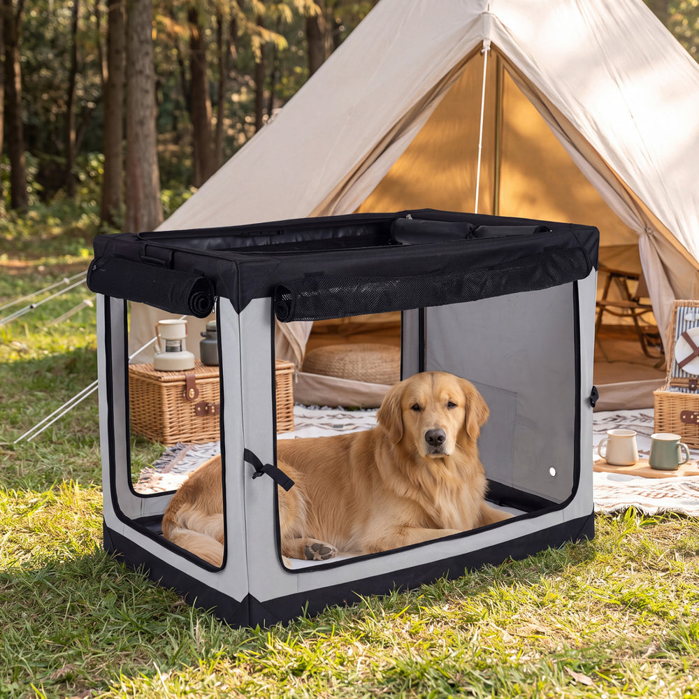 Portable Collapsible Soft Dog Crate for Dogs with 4 Mesh Doors Removable Mat and Storage Pocket-XL - Gallery View 1 of 10