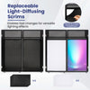 Black and white replaceable light-diffusing scrims for the Portable DJ Booth enable versatile lighting effects and cable management.