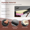 Close-up of the folding massage table's black PU leather surface with memory foam for maximum comfort and easy.