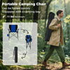 Portable folding camping chair in navy with cup holder and side pocket, lightweight design for easy transport and.