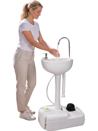 Costway Portable Camping Sink Foot Pump 4.5 Gal Water Tank Soap Dispenser 84980963 New