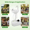 Portable foot pump camping sink with 4.5-gallon water tank, soap dispenser, and wheels for easy outdoor use.