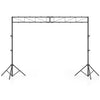 Height adjustable portable lighting truss system with folding tripods, supports up to 12 lights for events and.
