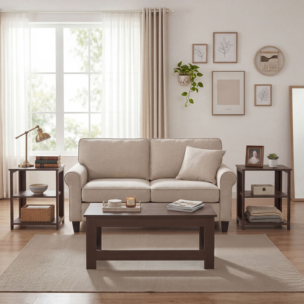 Portable low floor table with foldable legs in brown, ideal for dining and gaming, featuring a smooth, easy-to-clean.