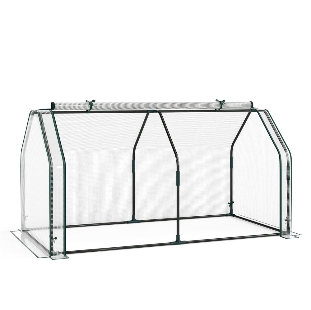 Portable Mini Greenhouse, Small Garden Greenhouse with PE Cover and Zippered Roll-up Door for Vegetables-White - Gallery View 1 of 2