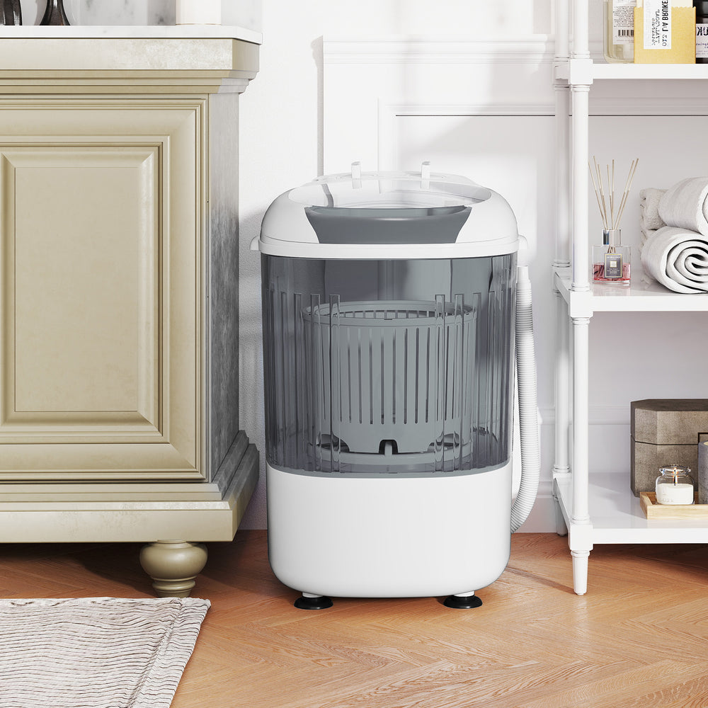 Portable Mini Semi-automatic Washing Machine with Spin Tub and Drain Hose 2.5 kg Capacity-Gray - Gallery View 1 of 10