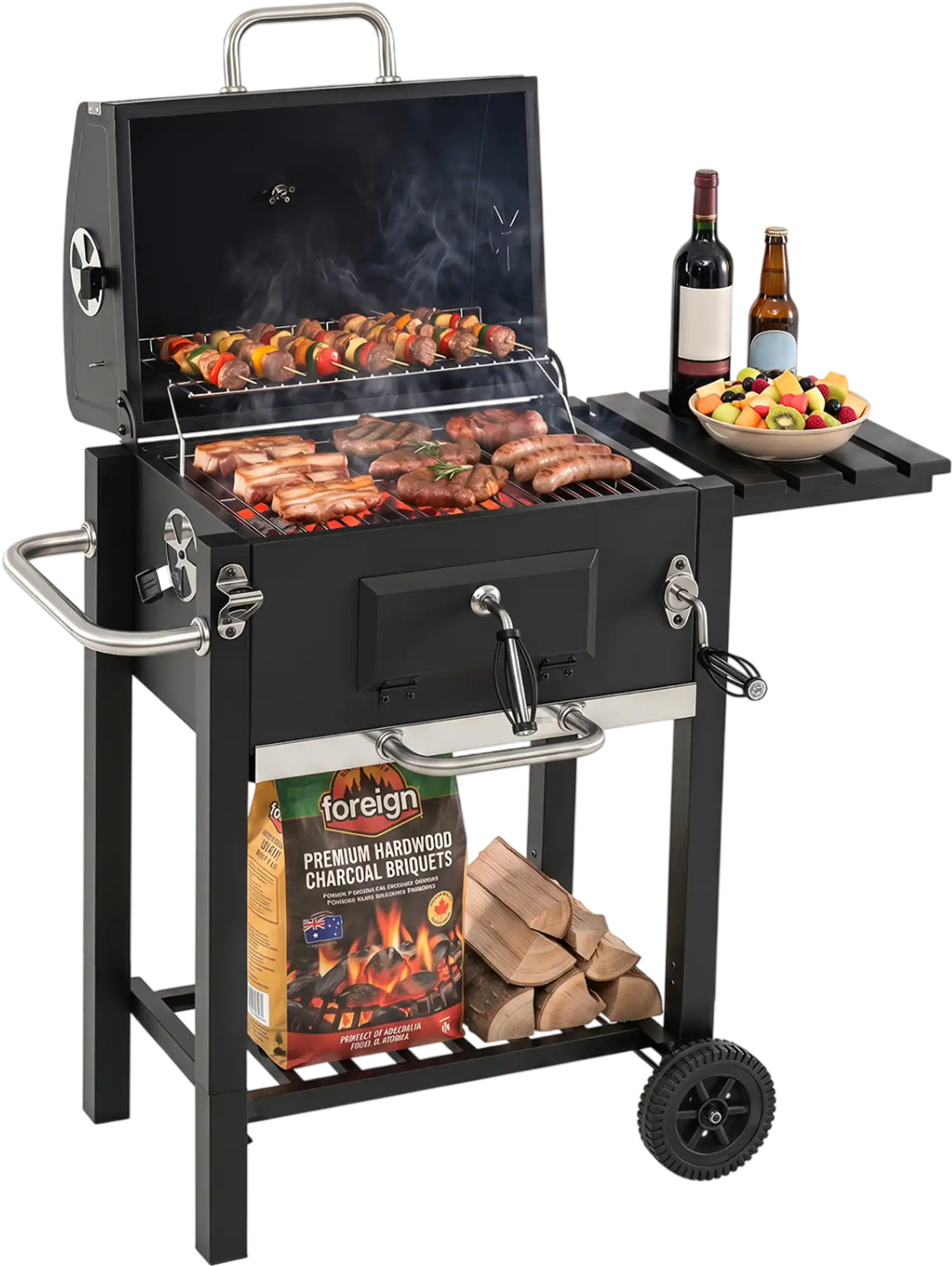 Costway Portable Outdoor Charcoal Grill Adjustable Tray Wheels 39679295 New