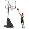 Height adjustable portable outdoor basketball hoop with a shatterproof backboard, ideal for various skill levels.