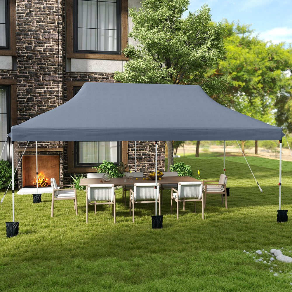 10 X 20 FT Pop up Canopy Tent Foldable Portable Outdoor Gazebo with Carry Bag-Gray - Gallery View 1 of 10