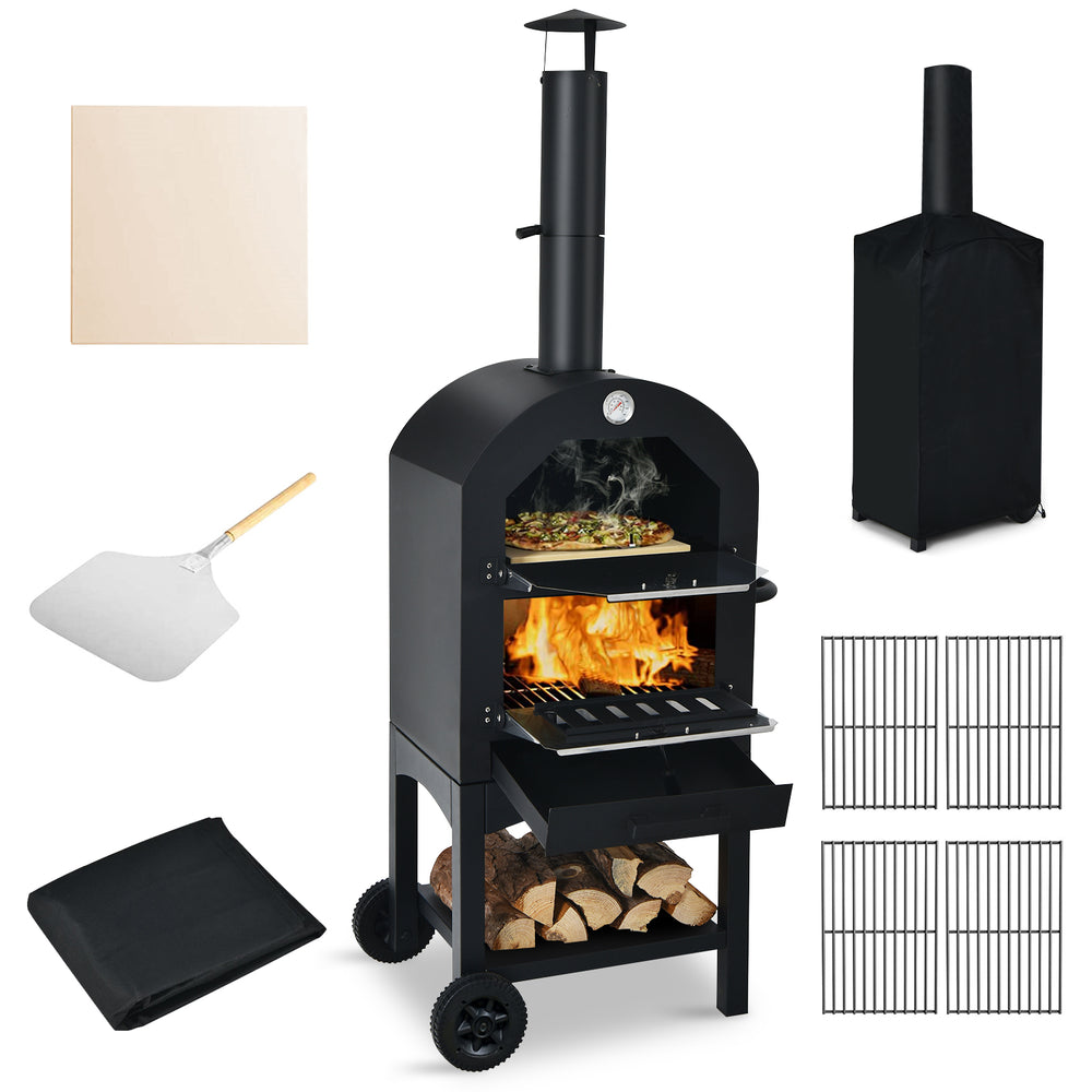 Portable Outdoor Pizza Oven with Pizza Stone and Waterproof Cover - Gallery View 4 of 10