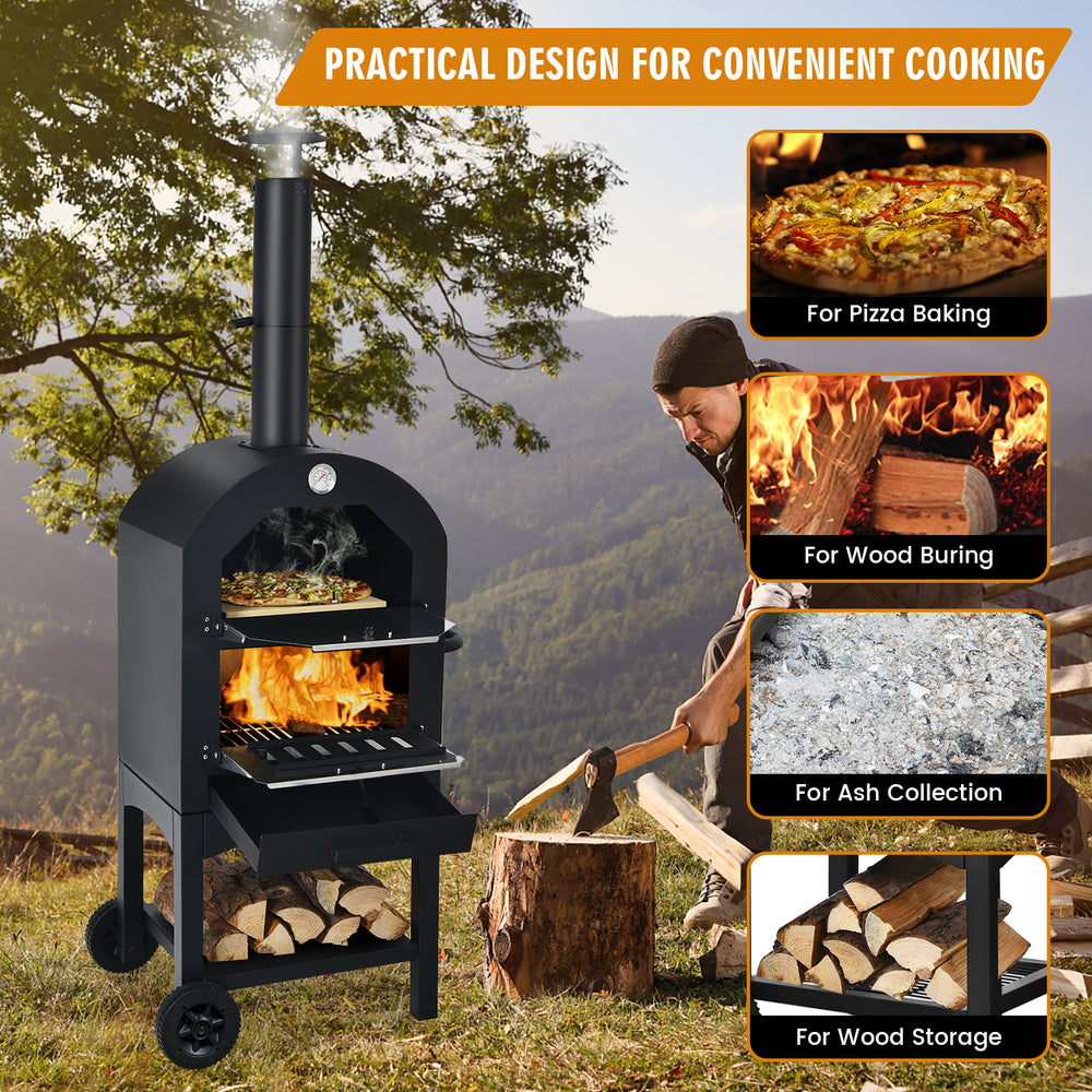 Portable Outdoor Pizza Oven with Pizza Stone and Waterproof Cover - Gallery View 7 of 10
