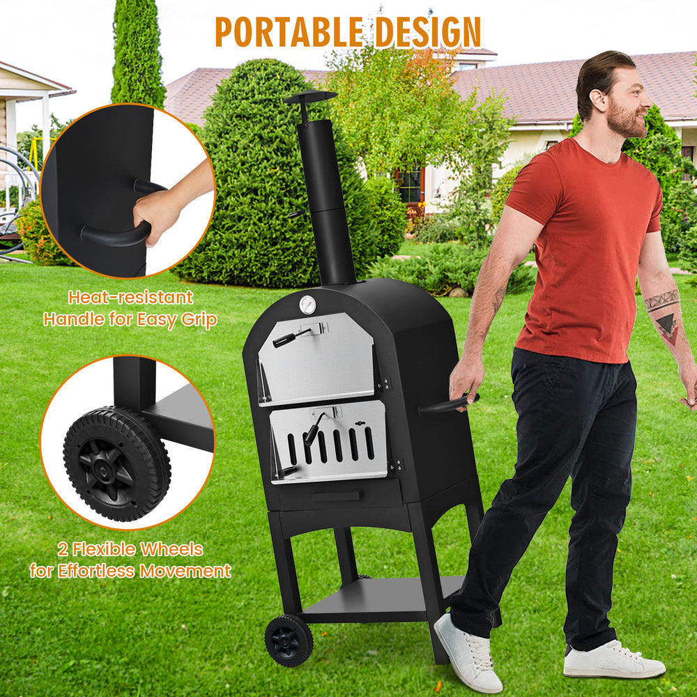 Portable Outdoor Pizza Oven with Pizza Stone and Waterproof Cover - Gallery View 9 of 10